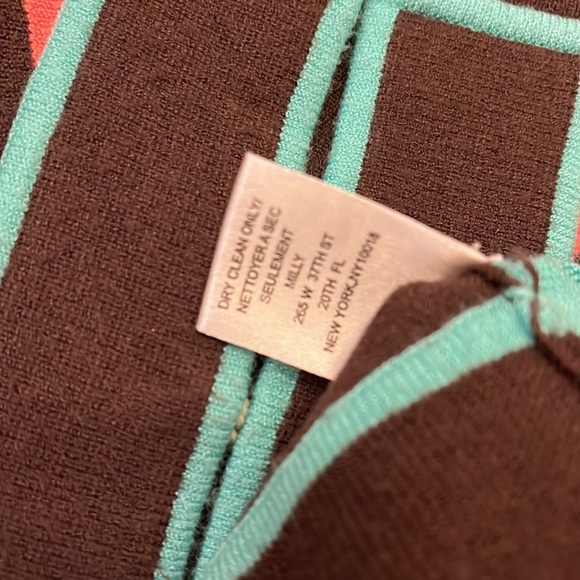 Milly of New York Retro Brown Aqua Salmon Chevron Cardigan Size Large - Picture 7 of 7